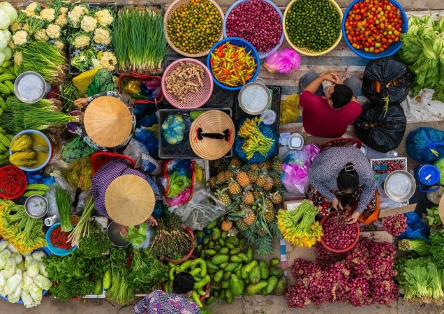 kurz vaření vietnamské kuchyně, tržiště s ovocem